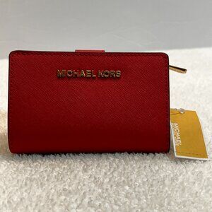 Michael Kors Wallet Jet Set Travel Medium Bifold Scarlet Red